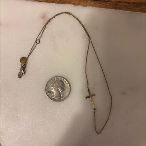 Stella & Dot Gold Cross Sideways Pendant Necklace